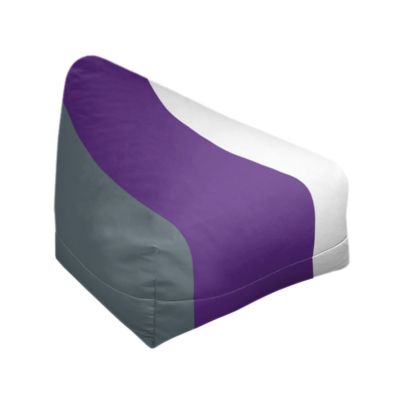 Sacramento Bean Bag Chair & Lounger, 27" x 27" x 30", Slate Gray/Purple/White