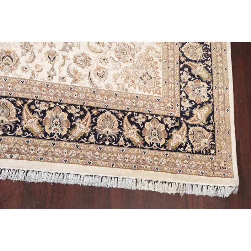 Tapis oriental unique à teinture végétale Tabriz noué à la main 10 pi x 14 pi 5 po