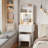 Vanity Table Set with 3 Adjustable Lighted Mirror and Storage Chair