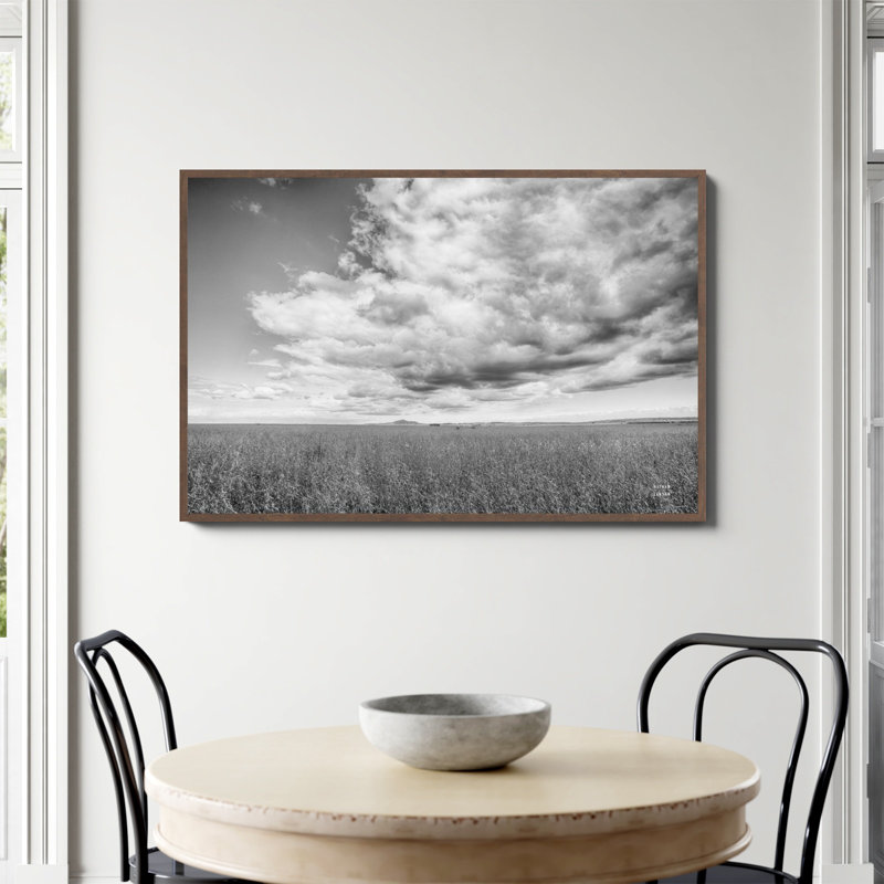 Soy Fields BW Print by Nathan Larson, Walnut Single Picture Framed Paper, No, 32" H x 48" W