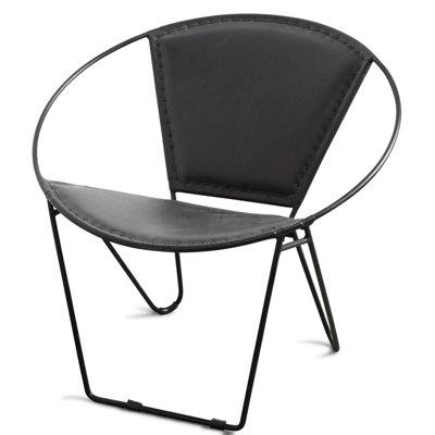 Arcline Leather Accent Chair - Black
