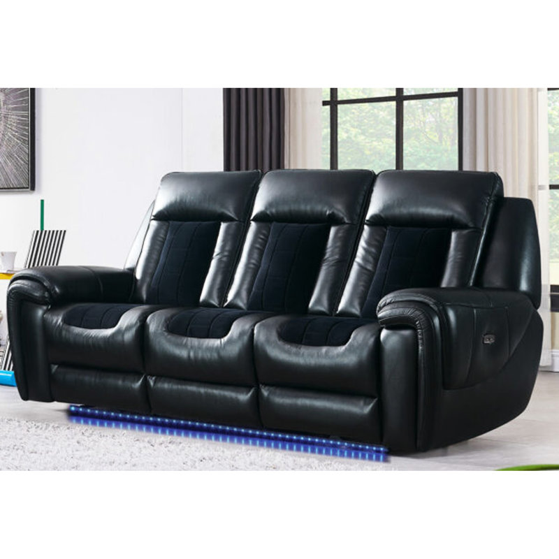 Tissu contemporain inclinable avec DEL, largeur de produit de 38,6 po, velours noir élégant, puissance de 38,6 po 3