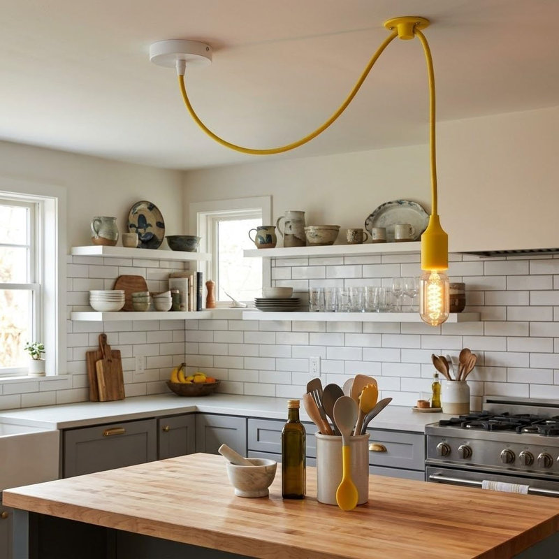 1 - Light Single Pendant, 107.5'' H x 10'' W x 10'' D, Yellow