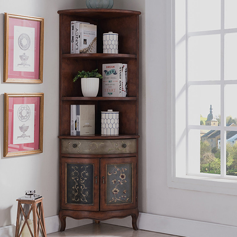 Vitrines en bois massif marron et verre, Marron
