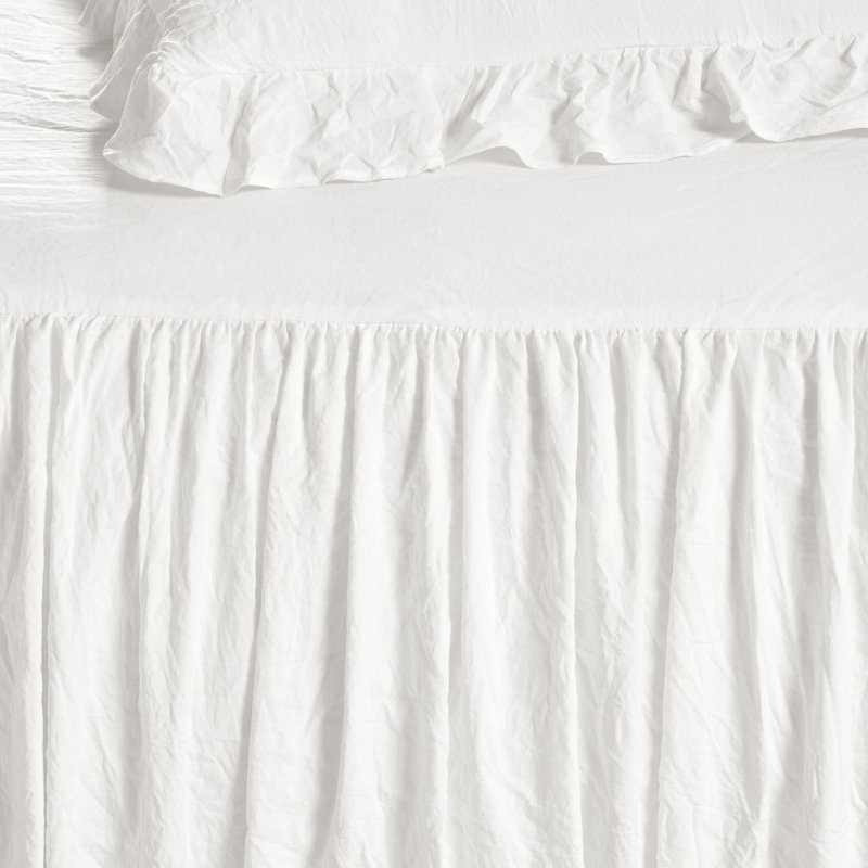 White Polyester Twin Daybed Cover Set with Ruffled Trim