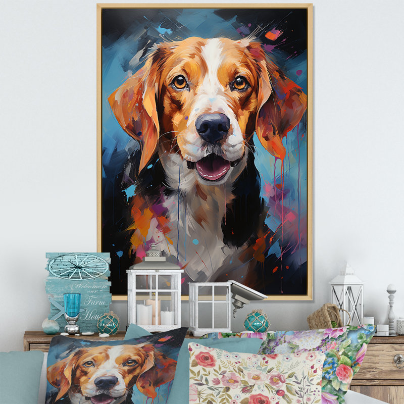 Beagle Bliss VI sur toile, H 20 po x l 12 po x P 1 po, Cadre naturel flottant