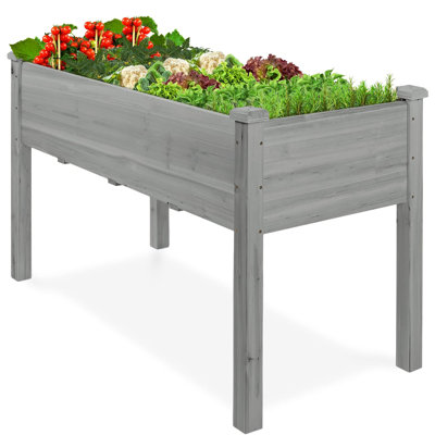 Lit de jardin surélevé, support de jardinière en bois pour jardin, patio et balcon avec doublure de lit et capacité de 200 lb