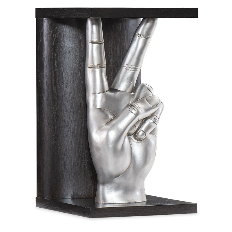 Black and Silver Peace Hand Accent Table