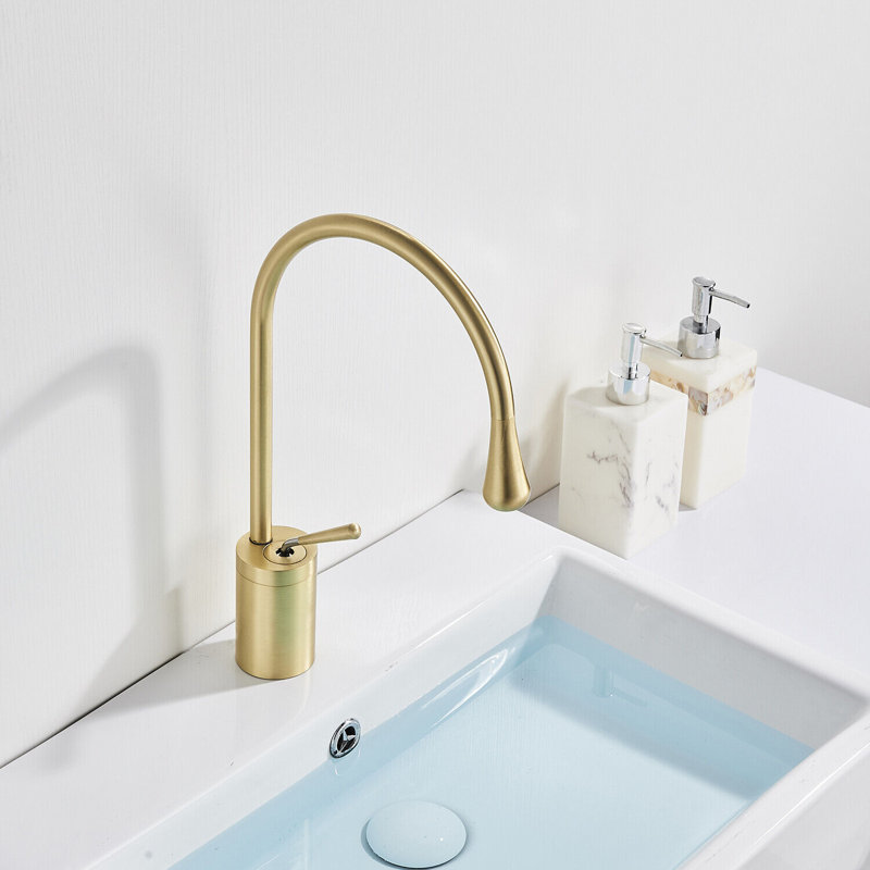 Robinet pour salle de bain à poignée simple avec drain