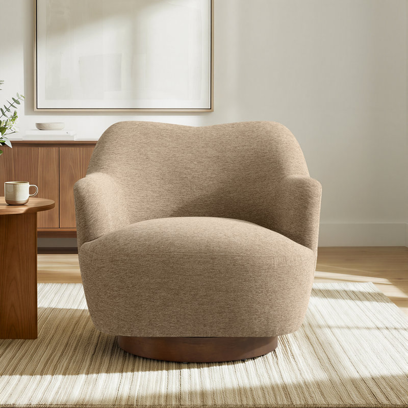 30.7"Swivel Accent Chair with 360° Rotation and Camel Back Design, Sand