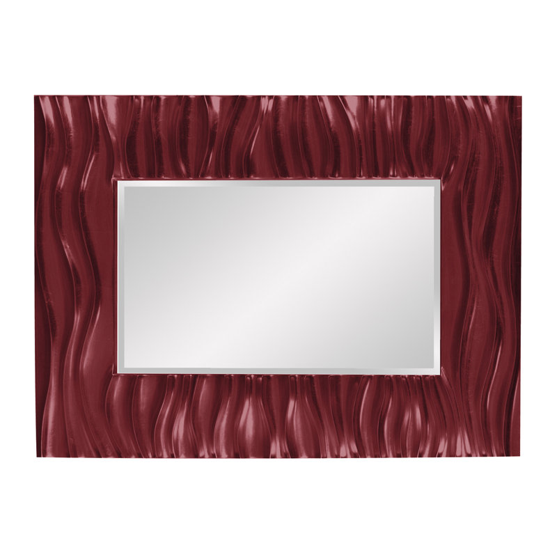 Beahn Rectangle Modern Beveled Accent Mirror, Burgundy