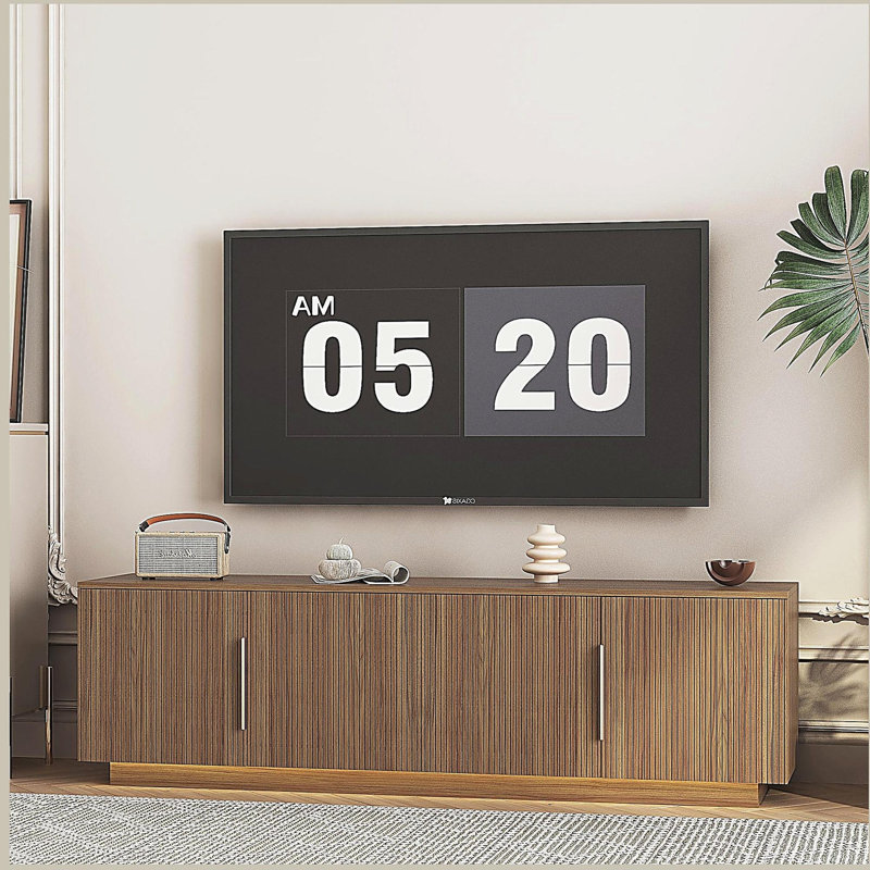 TV Stand  with 16 Color LEDs, 68" Modern TV Stand, TV Cabinet Entertainment Center for 55 60 65 Inch TV, Brown