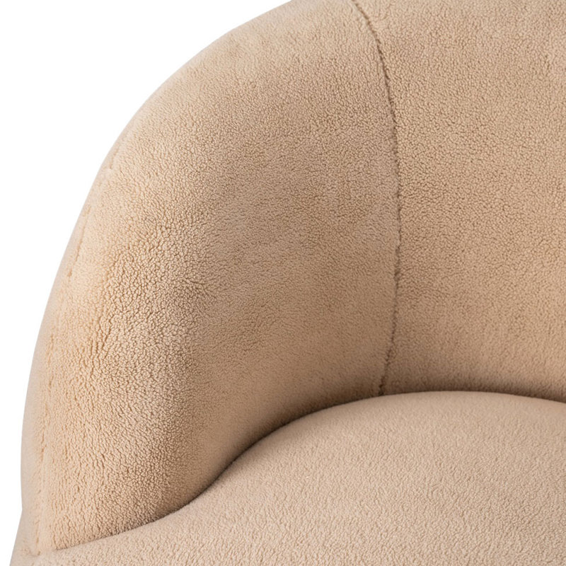 Teter Upholstered Swivel Barrel Chair, Tan 100% Polyester, Gold