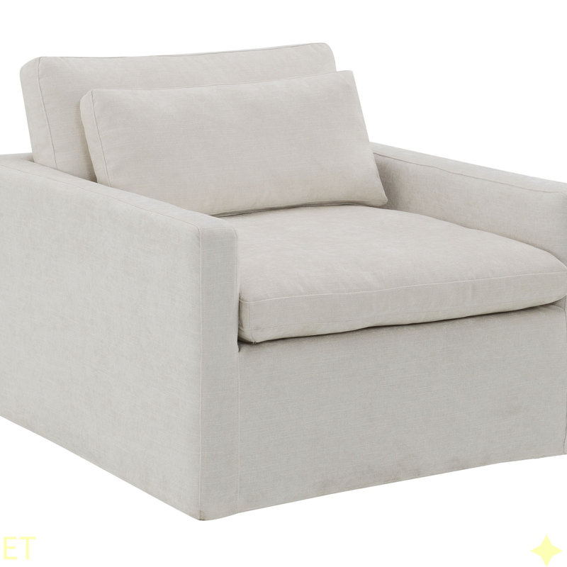 Chaise pivotante en tissu avec 1 coussin décoratif Naveen, Ivoire ivoire