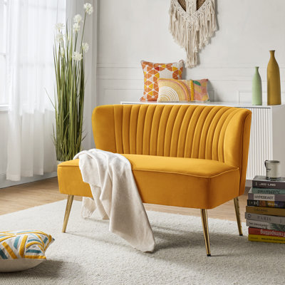 Leona 47" Velvet 2-Seat Armless Loveseat