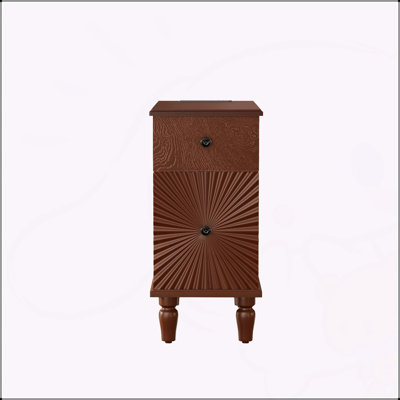 2 Drawer Modern Sofa Side Table, Narrow and Slim Nightstand for Living Room and Bedroom, Space-Saving and Stylish Furniture