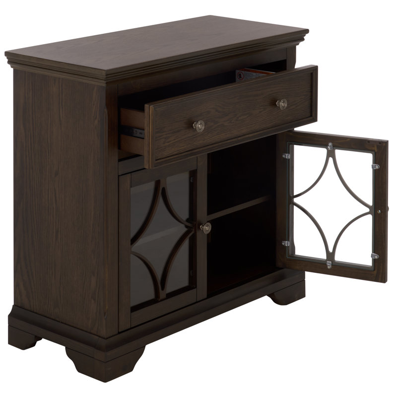 David 2 Door 1 Drawer Cabinet, Dark Walnut
