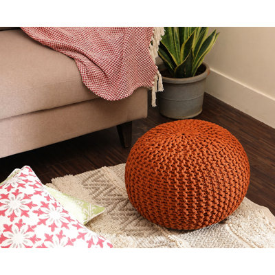 Round Knitted Pouf – Chunky Knit Ottoman & Floor Cushion