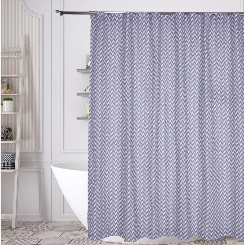 Rideau de douche simple à chevrons 100% coton Stoke, Gris