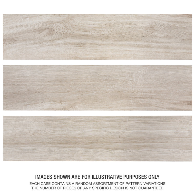 Llama 9" x 36" Porcelain Wood Look Wall and Floor Tile, Almond