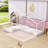 Metal Double Twin L-Shaped Floor Bed With Partitioned Guardrails-1454241178