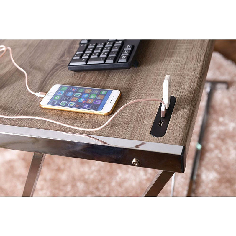 Rectangular Writing Desk With USB Charging Dock