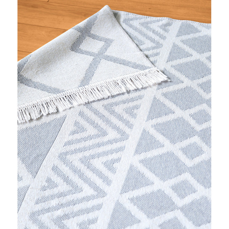 Tapis géométrique en coton tissé à plat à la main Selene, Rectangle 5 pi 3 po x 7 pi 7 po
