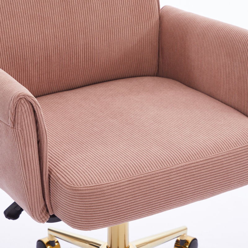 Chaise de bureau ergonomique à dossier moyen avec velours côtelé et base