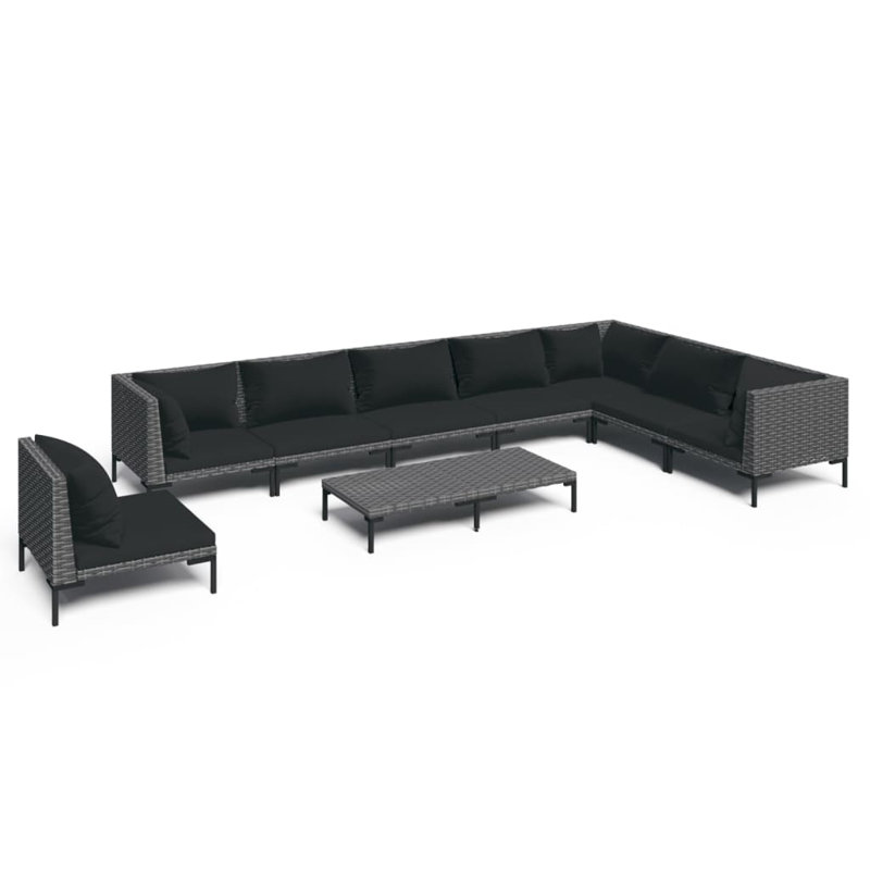 Brayden Studio 9 Piece Garden Lounge Set With Cushions Poly Rattan Dark Grey