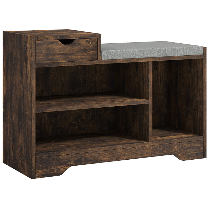 Marlayne Polyester Upholstered Storage Bench, Brown