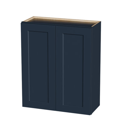 Armoire murale en bois massif bleu marine Shaker 30 po, charnières à fermeture douce, tablettes réglables, porte double pour la cuisine, la salle de bain, la lessive, l 30 po x P 12 po x P 36 po