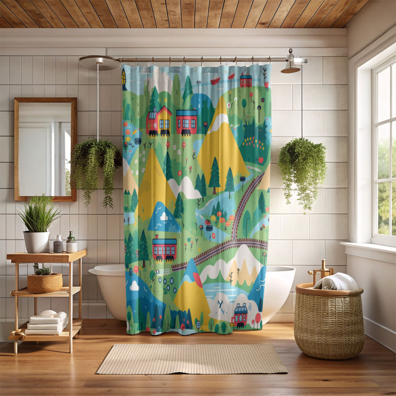 Brisk Train - Premium Shower Curtain, 74"H x 71"W