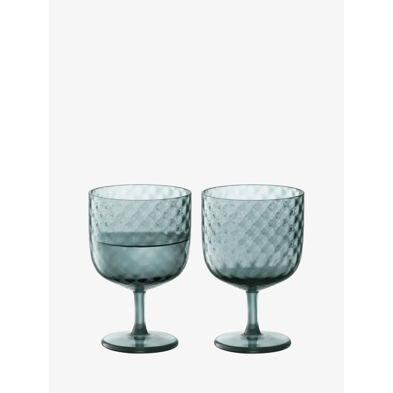 Dapple Handmade Hammered Glass Red Wine Glass, Water Blue