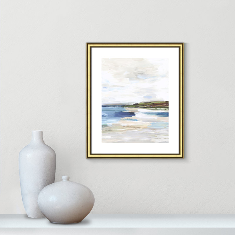Terres lointaines I - Cadre photo, reproduction d'art sur papier, Papier encadré doré, H 20,25 po x l 17,25 po x P 0,88 po