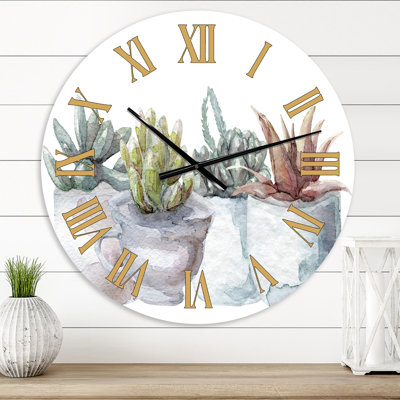 Cactus et plantes grasses maison IV - horloge murale de ferme