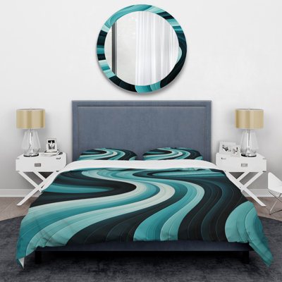 Ensemble de housse de couette en microfibre / polyester turquoise et noir
