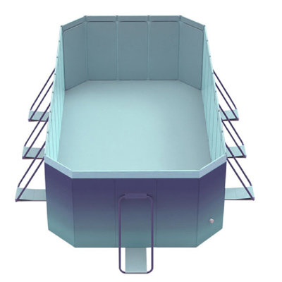 XUDREZ Foldable Swimming Pool, Large Non-Inflatable Pools, Outdorr Garden Yard Ice Blue Adult Kid Swimming Pools, Ice Blue, 113" x 66" x 20"