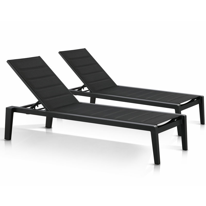 Outdoor Metal Chaise Lounge, 4 Level Adjustment Seat Back, Powder Coated Aluminum Frame