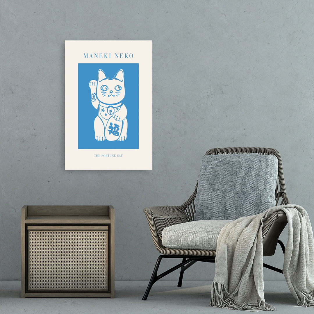 Maneki Neko Fortune Cat Traditional Contemporary Cat Wall Art Print