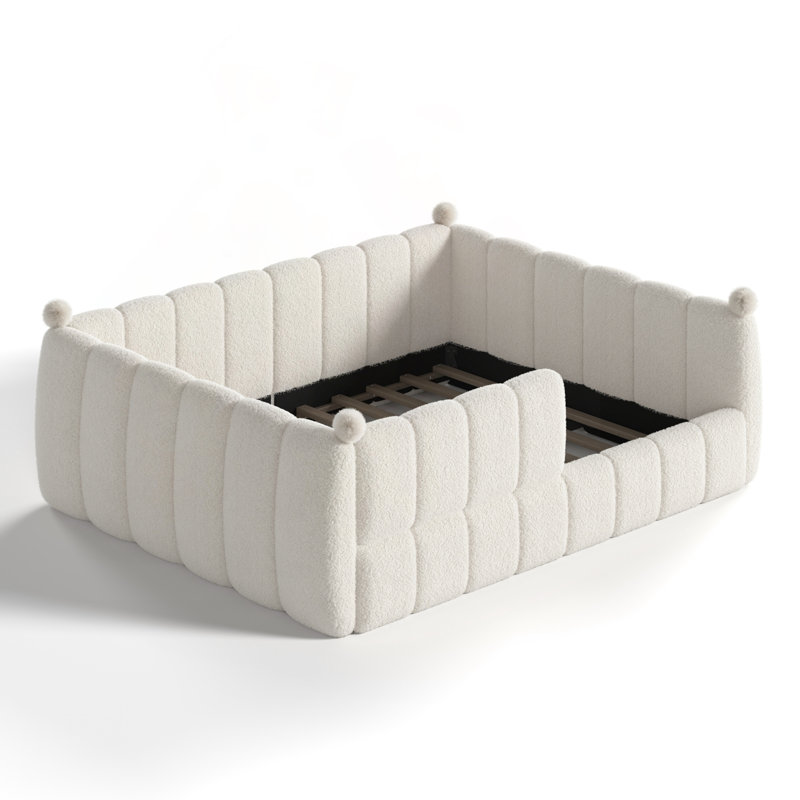 Grand lit tapissier surdimensionné Montessori, Grand lit, Beige