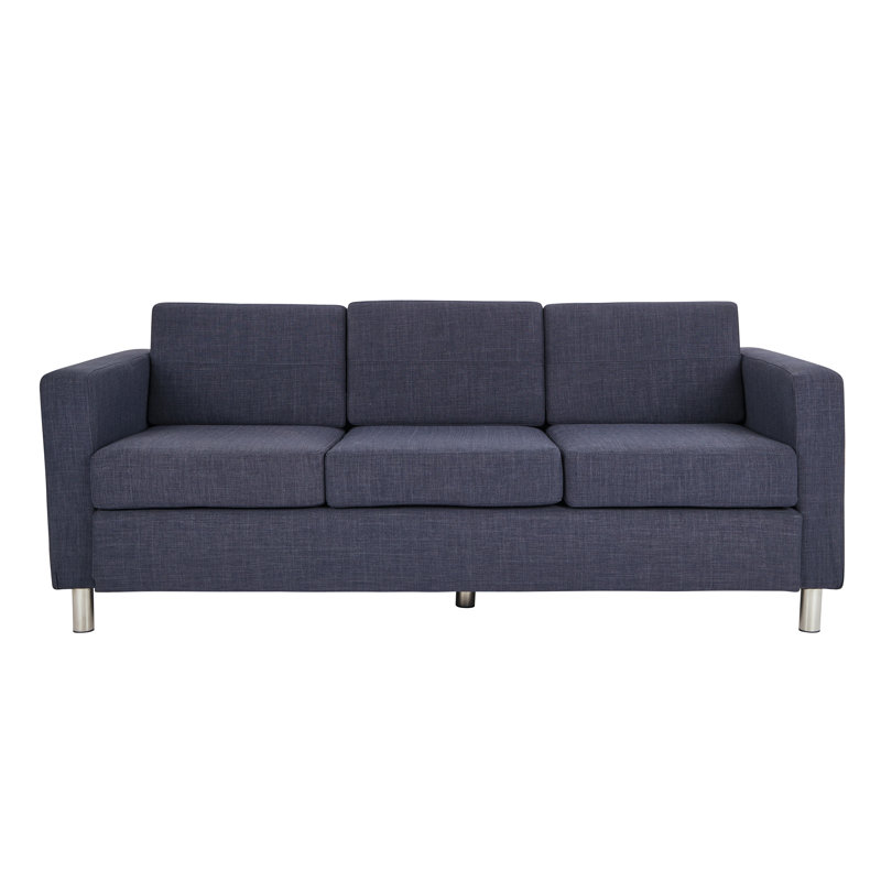Desantiago Faux Leather 72.5'' Reception Sofa, Fabric Navy