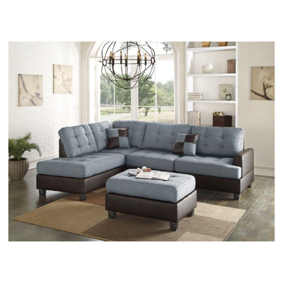 Canapé modulaire contemporain en polyfibre gris et lin