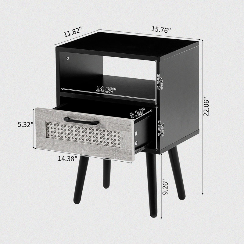 Table de chevet Soan, Noir