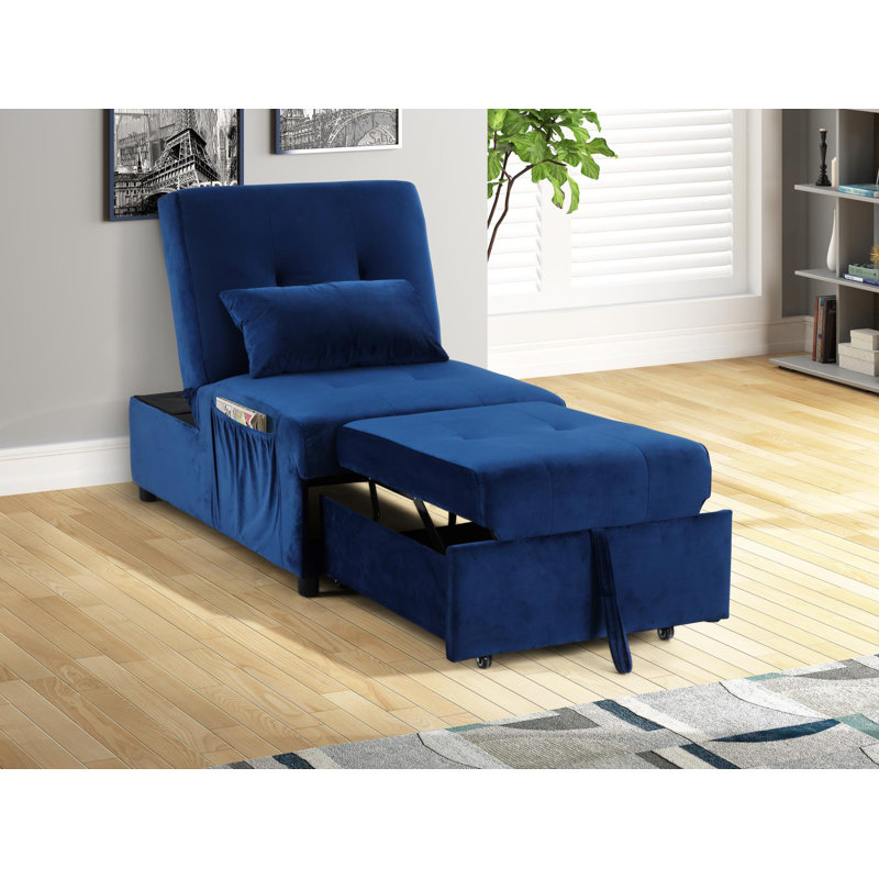 Chaise longue convertible sans accoudoir avec dossier réglable Anwari , Bleu