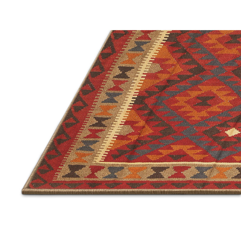 Tapis noir/orange/beige contemporain Meith, Rectangle 7 pi x 9 pi