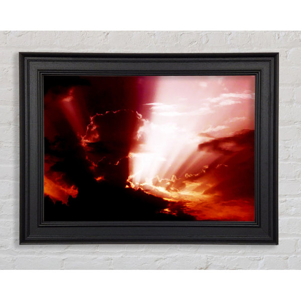 Ebern Designs Sun Through The Clouds Red - Single Picture Frame Art ...