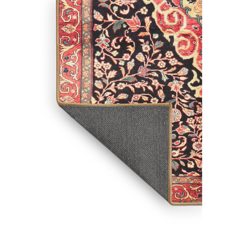 Tapis décoratif noir Carli oriental, Rectangle 6 pi x 9 pi