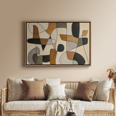 Framed Canvas Wall Art - Vintage Abstract Wall Prints for Bedroom - 24"x36"