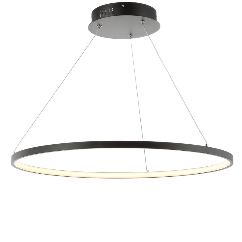 Lustre spectaculaire et unique à 1 lumière DEL Odin, Noir mat, H 0,75 po x l 23,75 po x P 23,75 po