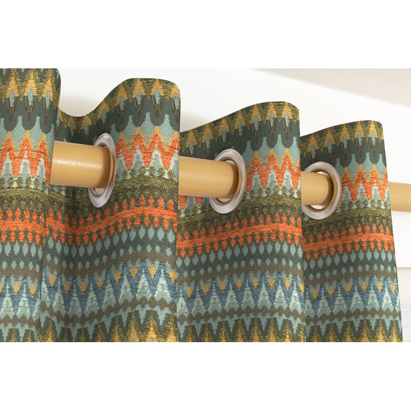 Efrain Blackout Curtain Pair, 167 W x 137 D Cm, Orange/Teal